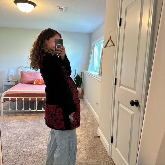 NEW Johnny Was Biya Black Red Wool Blend Embroidered Jacket XS - Picture 2 of 14